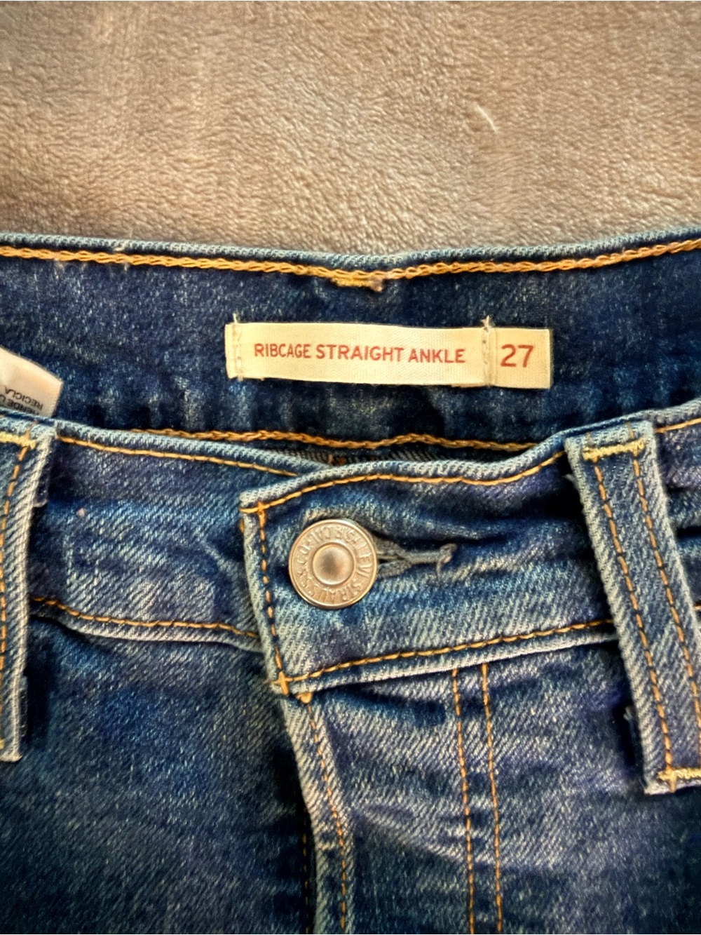 Ribcage Straight Ankle Jeans - Blue (27)